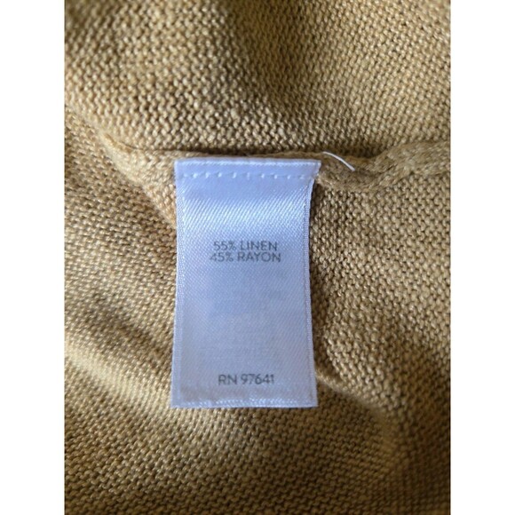 J.Jill Women's M Tan Linen Blend Cardigan 3 Button V-neck Minimalist Lagenlook - Picture 6 of 9